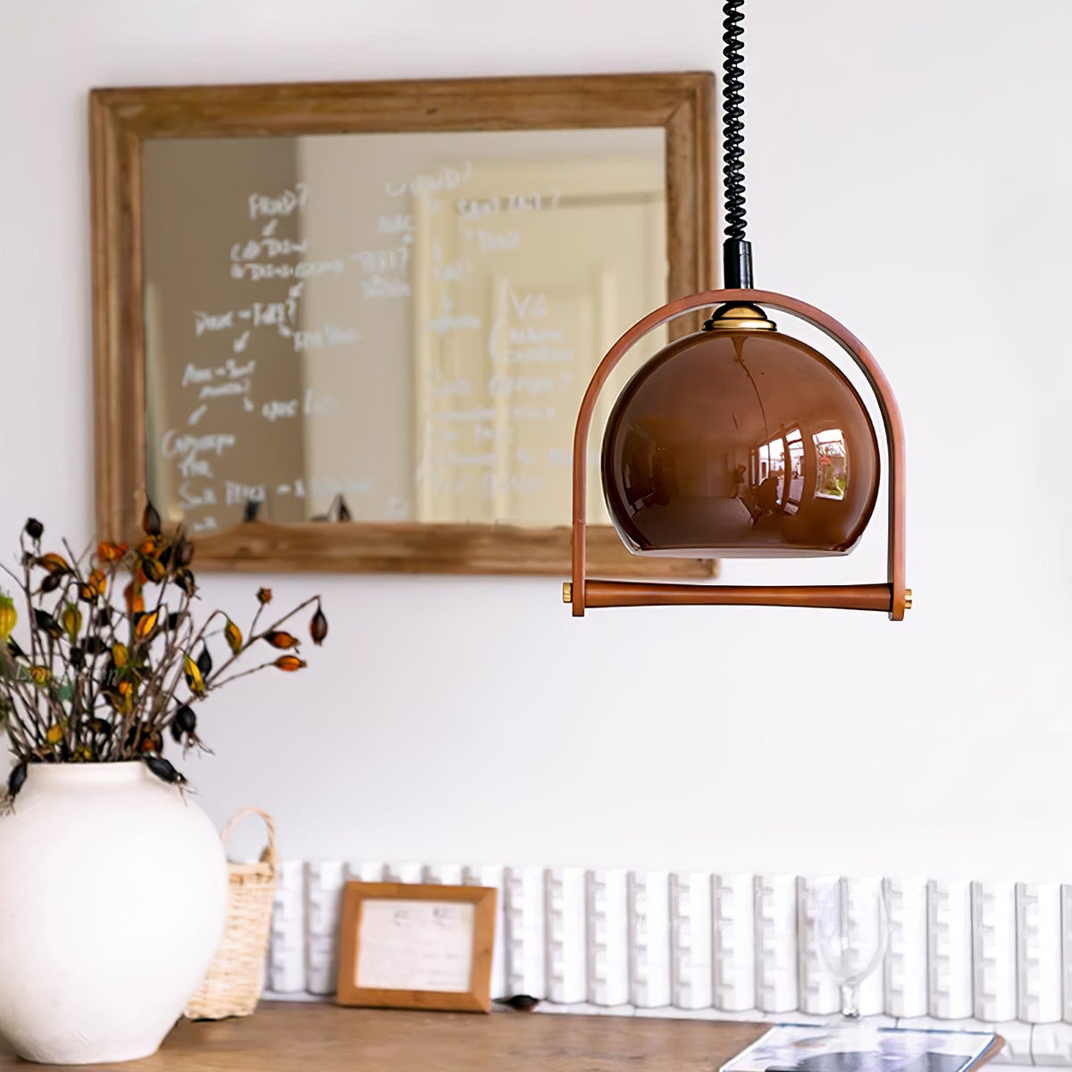 Levitation Dijkstra Pendant Light – Modern Wood & Glass Hanging Lamp for Dining Room, Kitchen Island, Bedroom
