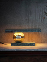 Levoro Stone Table Lamp with Green Marble and Gold Sphere