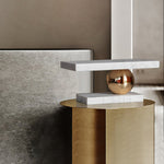 Levoro Stone Table Lamp with Green Marble and Gold Sphere