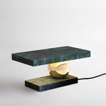 Levoro Stone Table Lamp with Green Marble and Gold Sphere