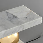 Levoro Stone Table Lamp with Green Marble and Gold Sphere