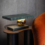 Levoro Stone Table Lamp with Green Marble and Gold Sphere