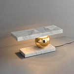 Levoro Stone Table Lamp with Green Marble and Gold Sphere