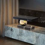 Levoro Stone Table Lamp with Green Marble and Gold Sphere