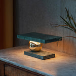 Levoro Stone Table Lamp with Green Marble and Gold Sphere