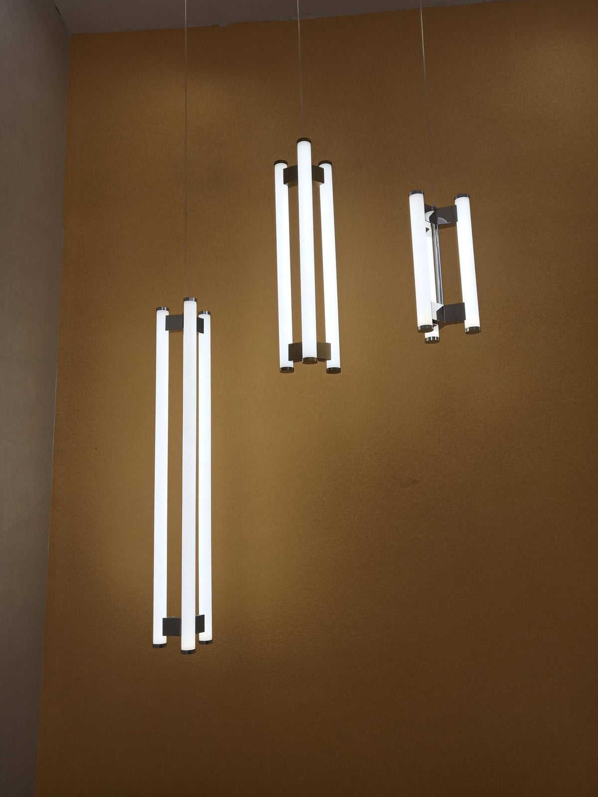 Lia Minimalist LED Pendant Light in Chrome and White