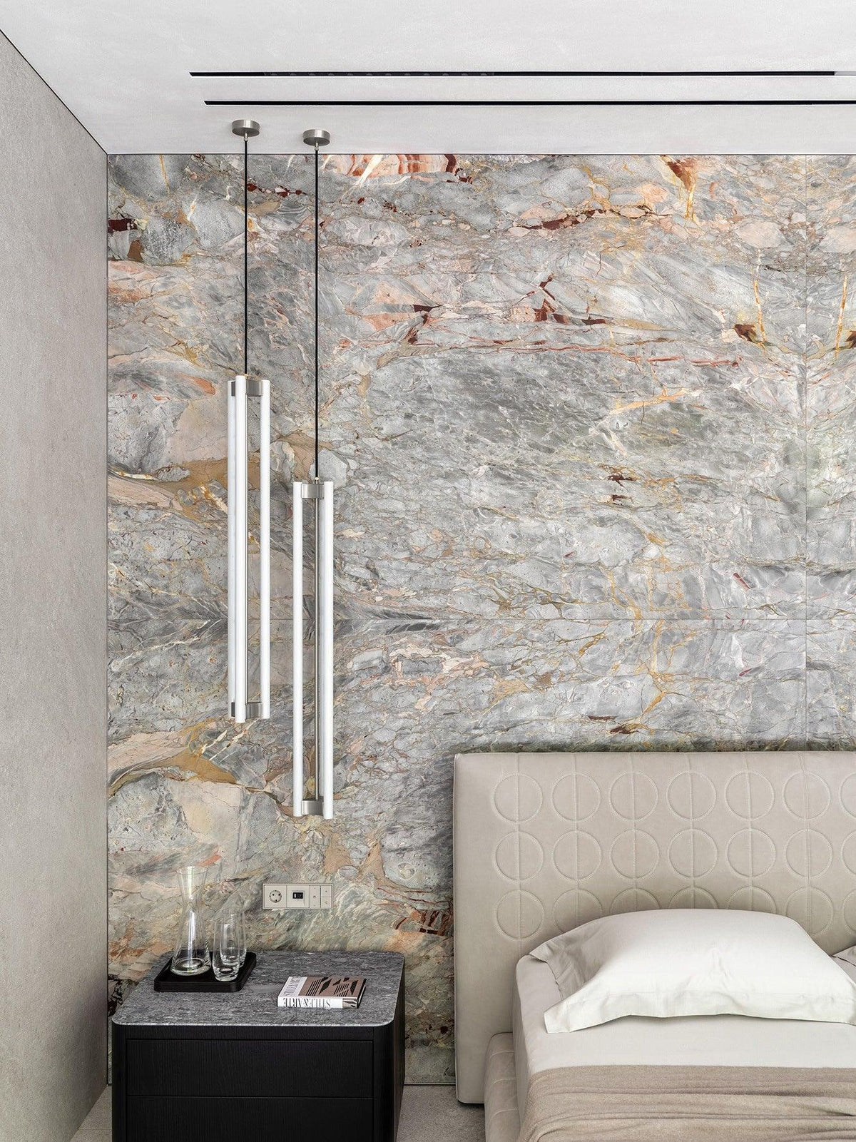 Lia Minimalist LED Pendant Light in Chrome and White