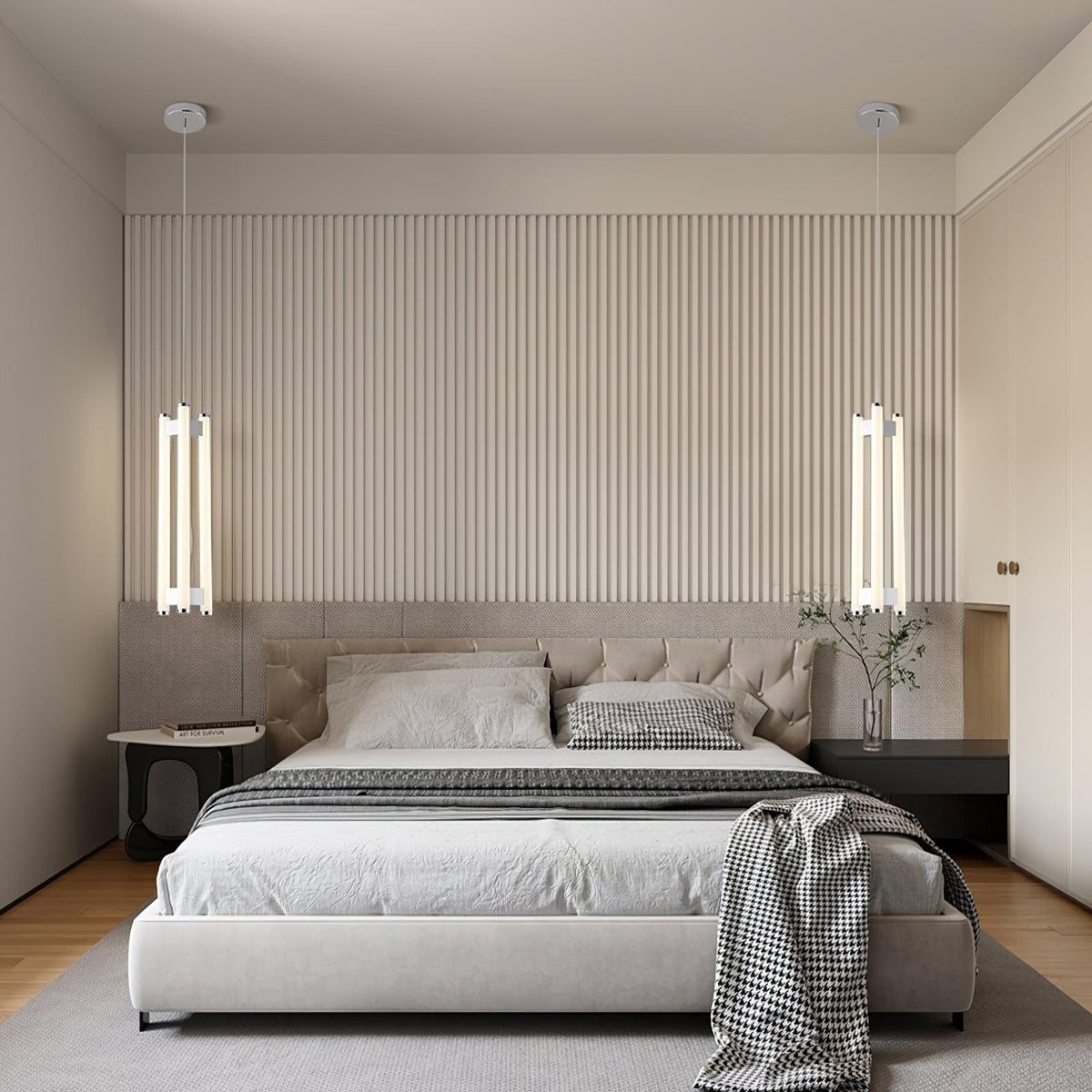 Lia Minimalist LED Pendant Light in Chrome and White