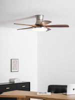 Liam Ceiling Fan Light with LED – Modern Walnut & Brass Fan