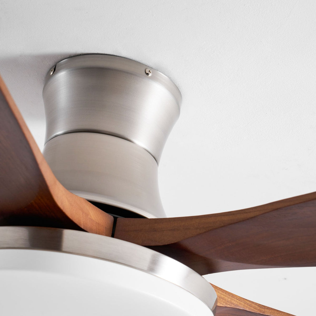 Liam Ceiling Fan Light with LED – Modern Walnut & Brass Fan
