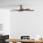 Liam Ceiling Fan Light with LED – Modern Walnut & Brass Fan