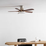 Liam Ceiling Fan Light with LED – Modern Walnut & Brass Fan