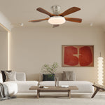 Liam Ceiling Fan Light with LED – Modern Walnut & Brass Fan