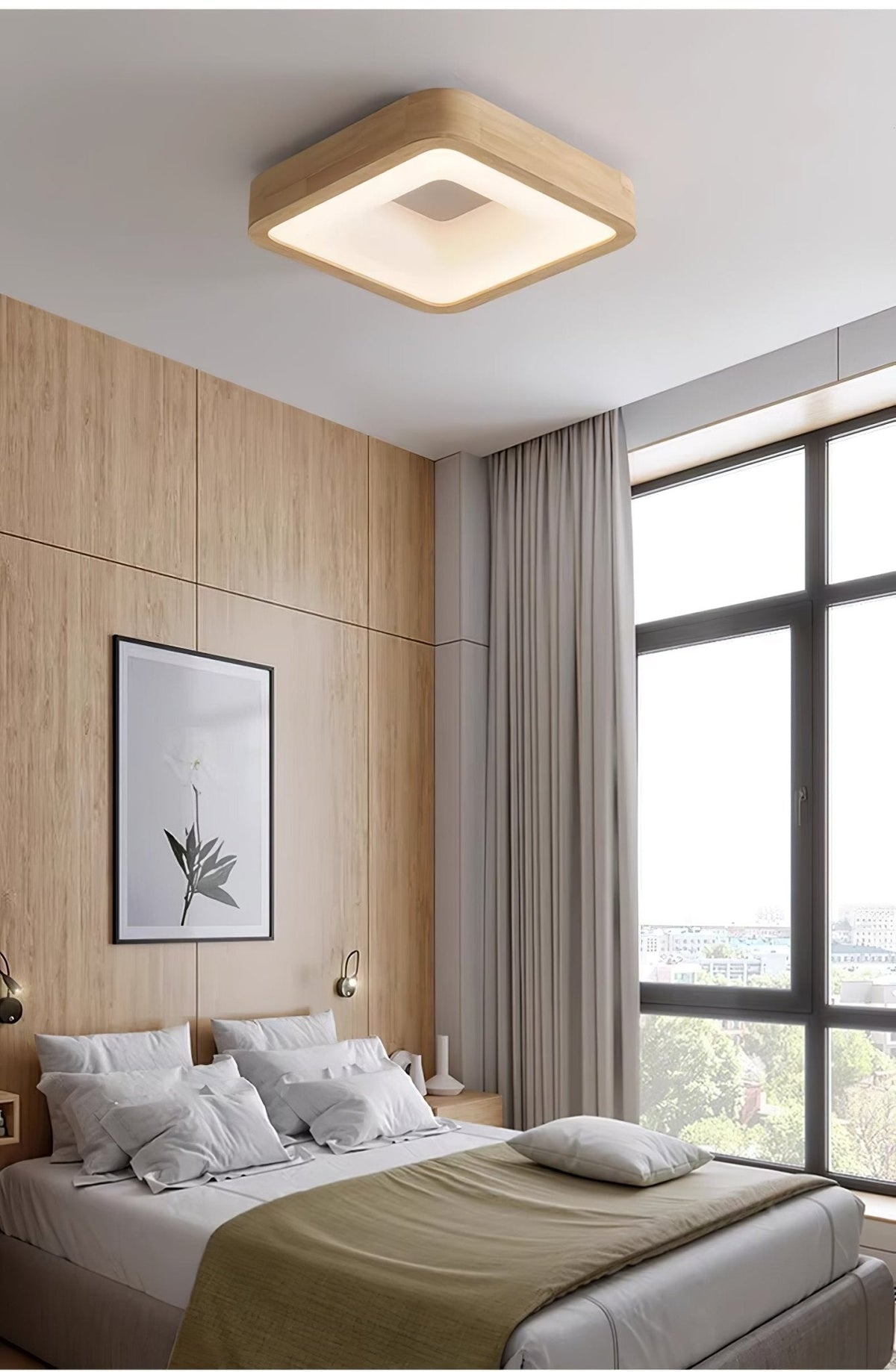 Ligna Square LED Ceiling Light in Wood and Acrylic