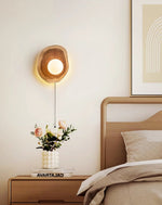 Ligna Wall Sconce in Natural Wood with White Glass Globe