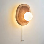 Ligna Wall Sconce in Natural Wood with White Glass Globe