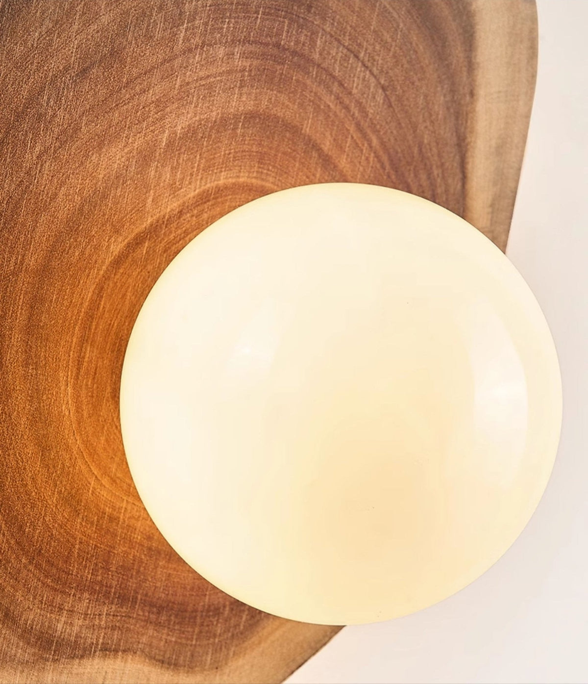 Ligna Wall Sconce in Natural Wood with White Glass Globe