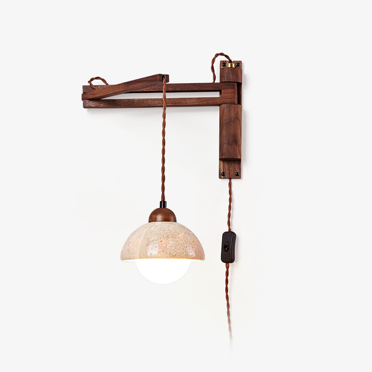 Ligno Arc Wall Sconce in Travertine and Walnut
