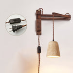 Ligno Arc Wall Sconce in Travertine and Walnut