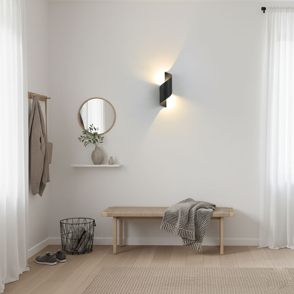 Lila Wall Sconce – Modern Ribbon LED Wall Light in Black & Gold