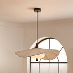 Lilium Drift Pendant Light – Sculptural Fabric Shade with Walnut Accents