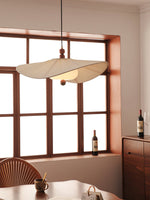 Lilium Drift Pendant Light – Sculptural Fabric Shade with Walnut Accents