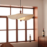 Lilium Drift Pendant Light – Sculptural Fabric Shade with Walnut Accents