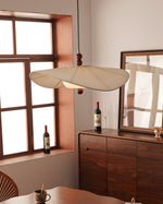 Lilium Drift Pendant Light – Sculptural Fabric Shade with Walnut Accents