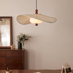 Lilium Drift Pendant Light – Sculptural Fabric Shade with Walnut Accents