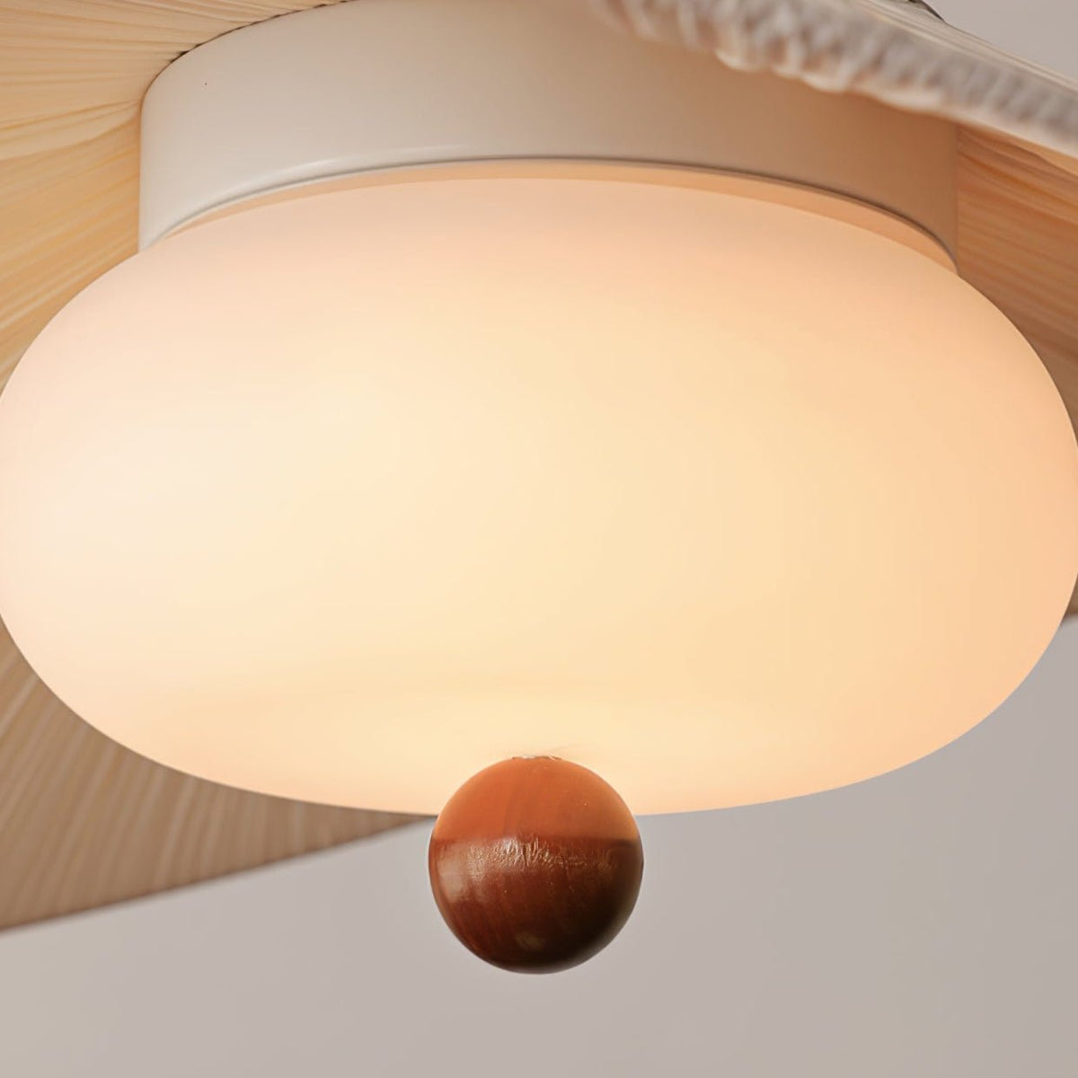 Lilium Drift Pendant Light – Sculptural Fabric Shade with Walnut Accents