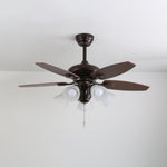 Lily Bloom Ceiling Fan Light with Wood Blades and Amber Glass