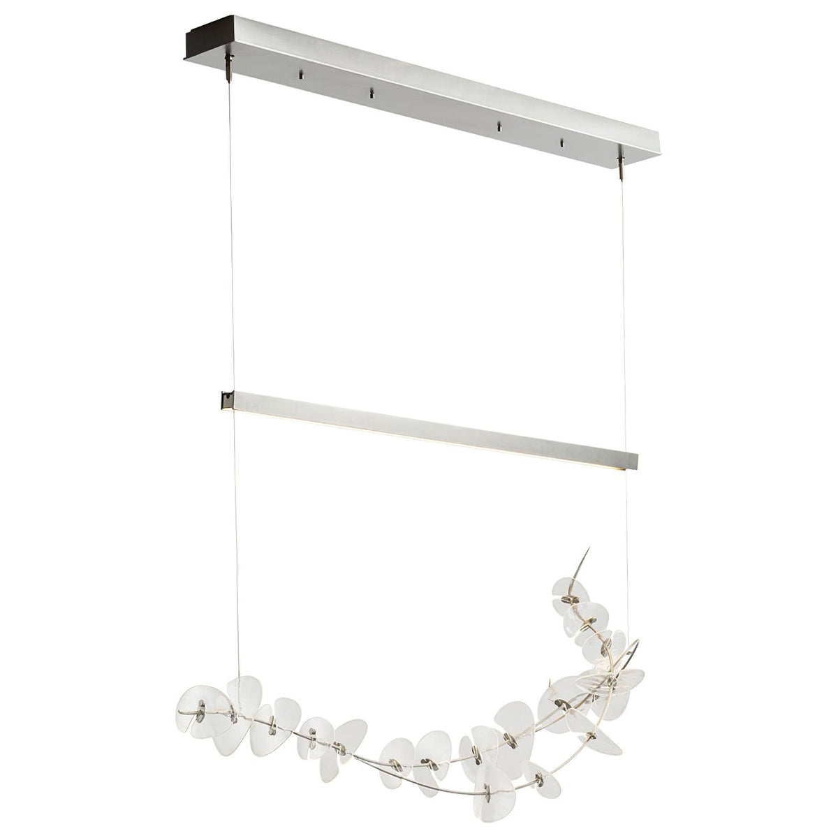 Lily LED Linear Pendant Light – Modern Botanical Glass & Steel Chandelier