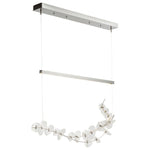 Lily LED Linear Pendant Light – Modern Botanical Glass & Steel Chandelier