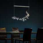 Lily LED Linear Pendant Light – Modern Botanical Glass & Steel Chandelier