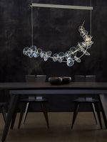 Lily LED Linear Pendant Light – Modern Botanical Glass & Steel Chandelier