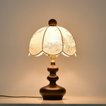 Lilybelle Blossom Table Lamp – Walnut Wood & Fabric Floral Shade