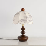 Lilybelle Blossom Table Lamp – Walnut Wood & Fabric Floral Shade