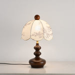 Lilybelle Blossom Table Lamp – Walnut Wood & Fabric Floral Shade