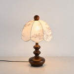 Lilybelle Blossom Table Lamp – Walnut Wood & Fabric Floral Shade