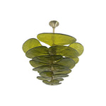 Textured Glass Leaf Green Chandelier