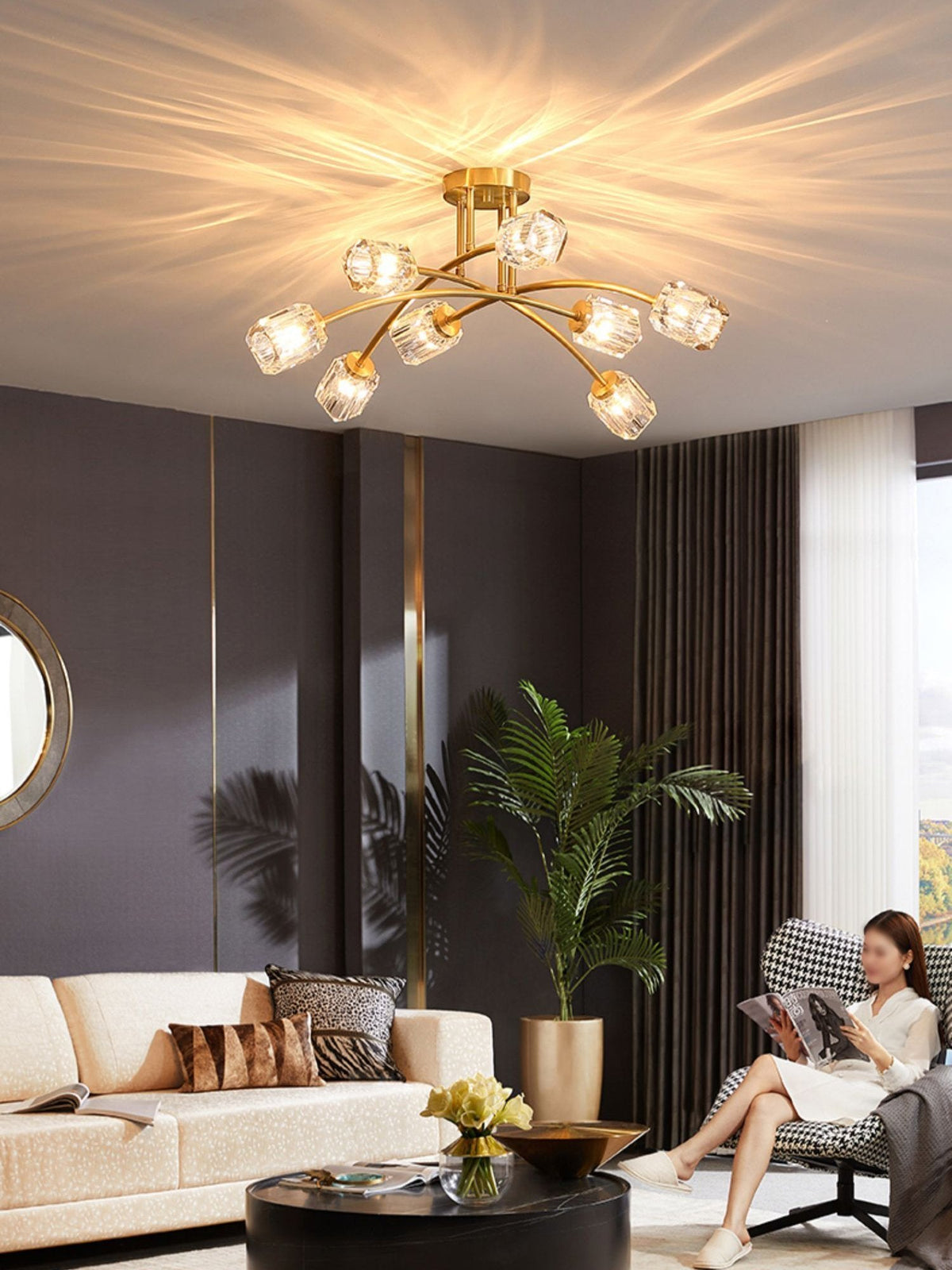 Lindby Crystal Ceiling Light