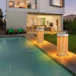 Linden Column Solar Outdoor Lamp – Natural Rattan Post Light for Garden & Patio