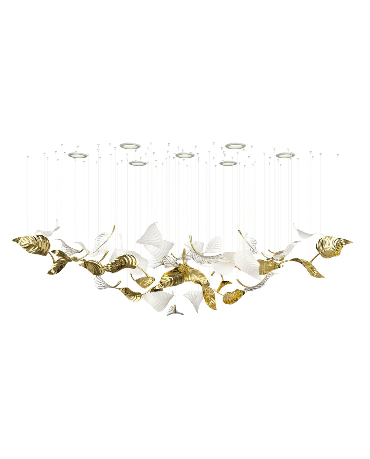 Linden Leaves Crystal LED Chandelier | Modern Linear Pendant Light for Dining Room and Foyer