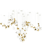 Linden Leaves Crystal LED Chandelier | Modern Linear Pendant Light for Dining Room and Foyer