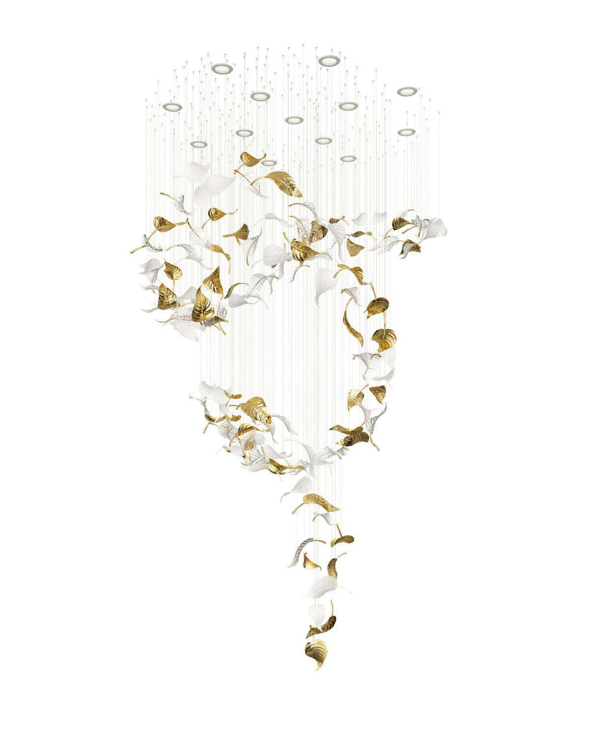 Linden Leaves Crystal LED Chandelier | Modern Linear Pendant Light for Dining Room and Foyer