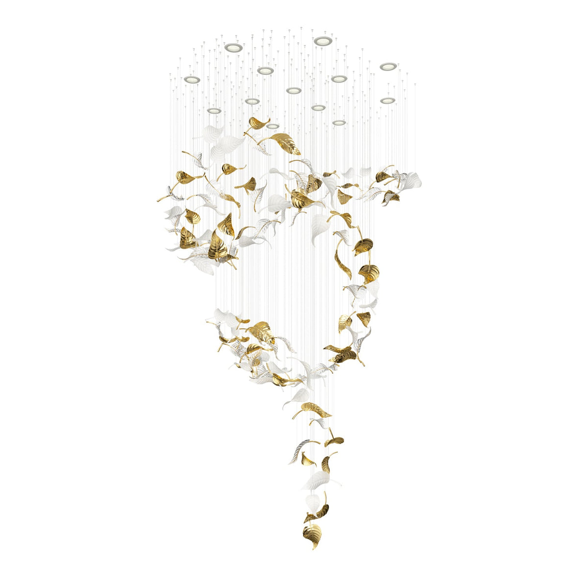 Linden Leaves Crystal LED Chandelier | Modern Linear Pendant Light for Dining Room and Foyer