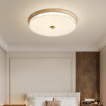 Lindor Wood LED Flush Mount Ceiling Light, Modern Natural Wood Ring