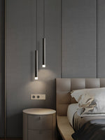 Linea Mono Linear Pendant Light in Matte Black with Brass Accents