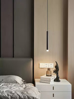 Linea Mono Linear Pendant Light in Matte Black with Brass Accents