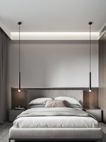 Linea Mono Linear Pendant Light in Matte Black with Brass Accents